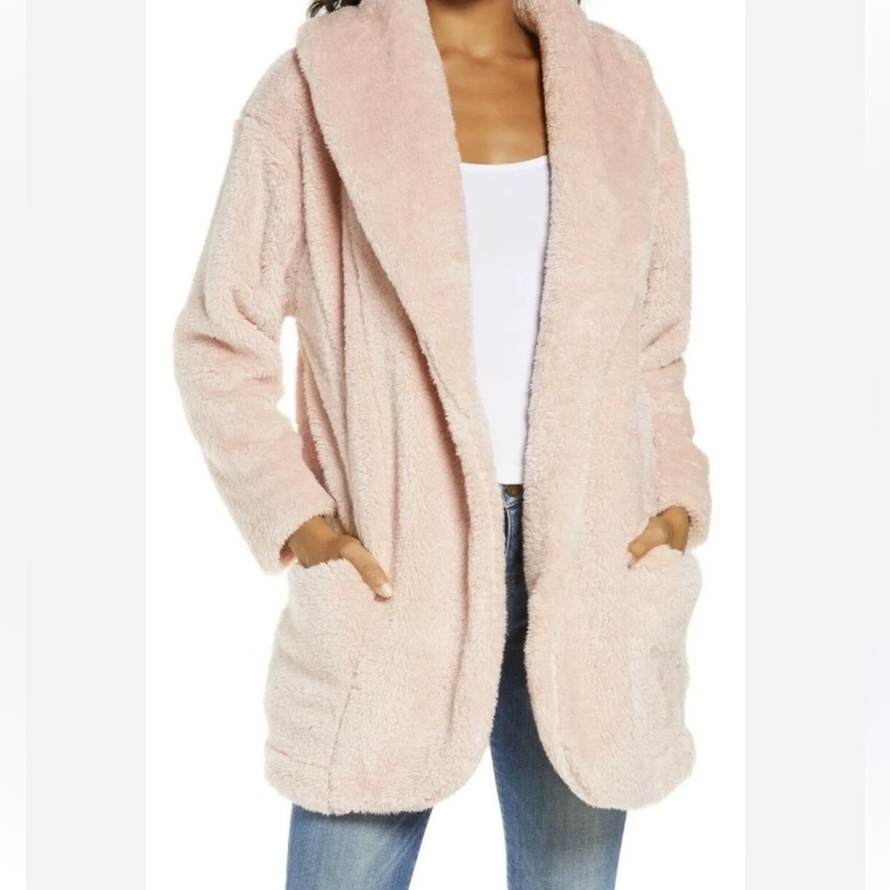 UGG Women's Blush Teddy Jacket UGG 1 Button Annona  Rosewater Pink Large